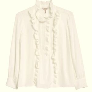 Chic Ivory Ruffle Blouse